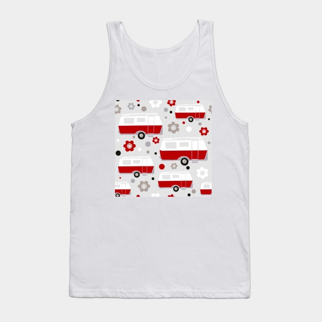 Vintage Caravan in Red, White and Grey Tank Top by NattyDesigns